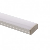 Kit profile large de surface 2m avec couvercle + 2 bouchons de finition et 2 supports de fixation