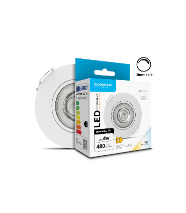 Modee Spot downlight LED orientable Rond 4W 3CCT IP44 D80xH32mm ROT (480 lumens) Blanc ERP