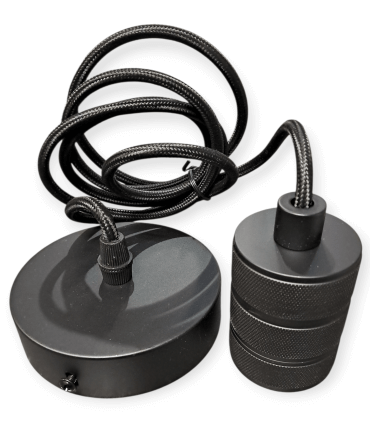 Suspension élégante douille E27 câble noir tissé 60Wmax 220- 240V