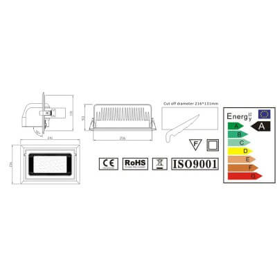 Spot encastrable Led 40w orientable complet