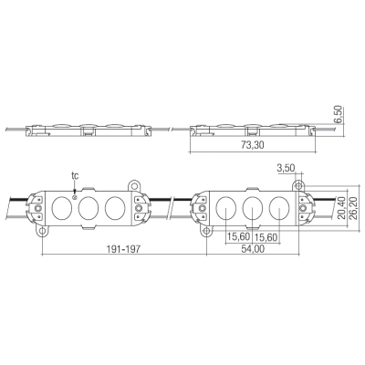 Module Led 3 points adhesif tridonic IP67