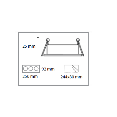 Spot encastrable carée alu brossé orientable 3 postes