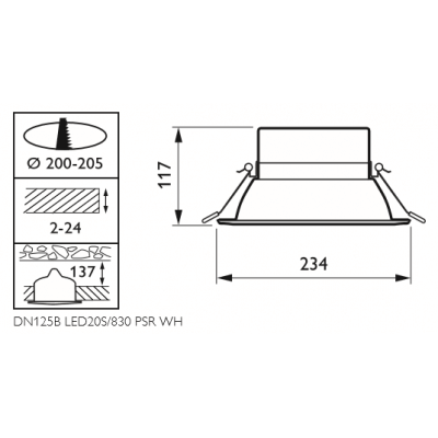 Led Downlight CoreLine Philips DN125B 2*26w Dimmable