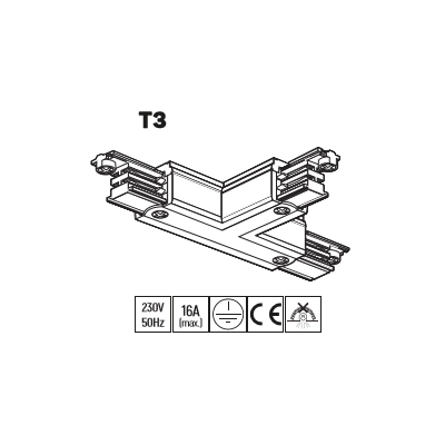 Connecteur en T pour rail triphasé