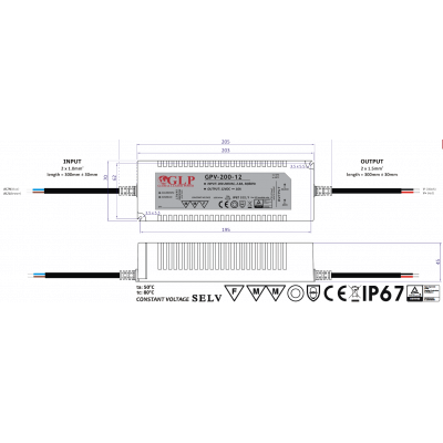 Driver LED GPV-200-12 192W 12Vdc