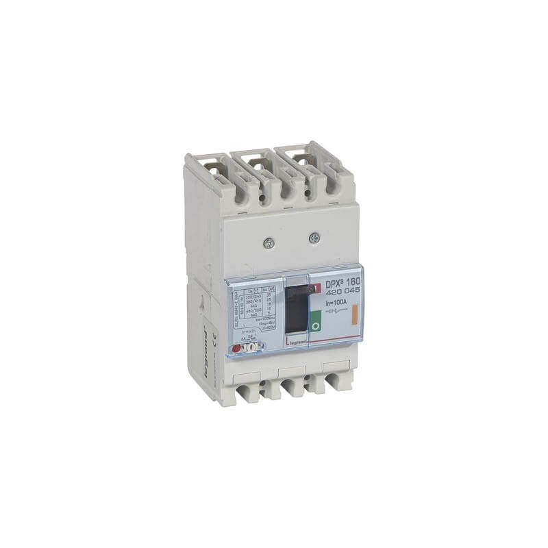 Disjoncteur magnétothermique DPX³160 pouvoir de coupure 25kA 400V~ - 3P - 100A Disjoncteur magnétothermique DPX³160 pouvoir de coupure 25kA 400V~ - 3P - 100A