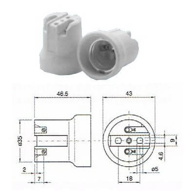 Douille E27 en porcelaine a fixer