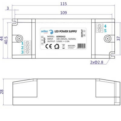 Driver LED 24W 12V 2A IP20 Adler Power