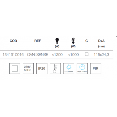 OVNI SENSE Détecteur de mouvement IR en saillie, 230V 1200W MAX