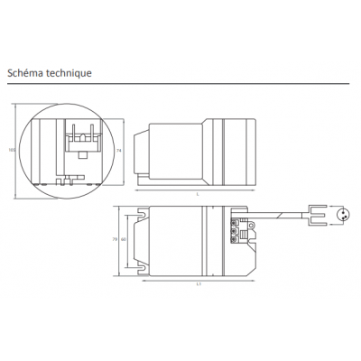 Ballast ferromagnétique 150w IPF BCS-E 150.3 TB/C pour lampe MH-HPSV