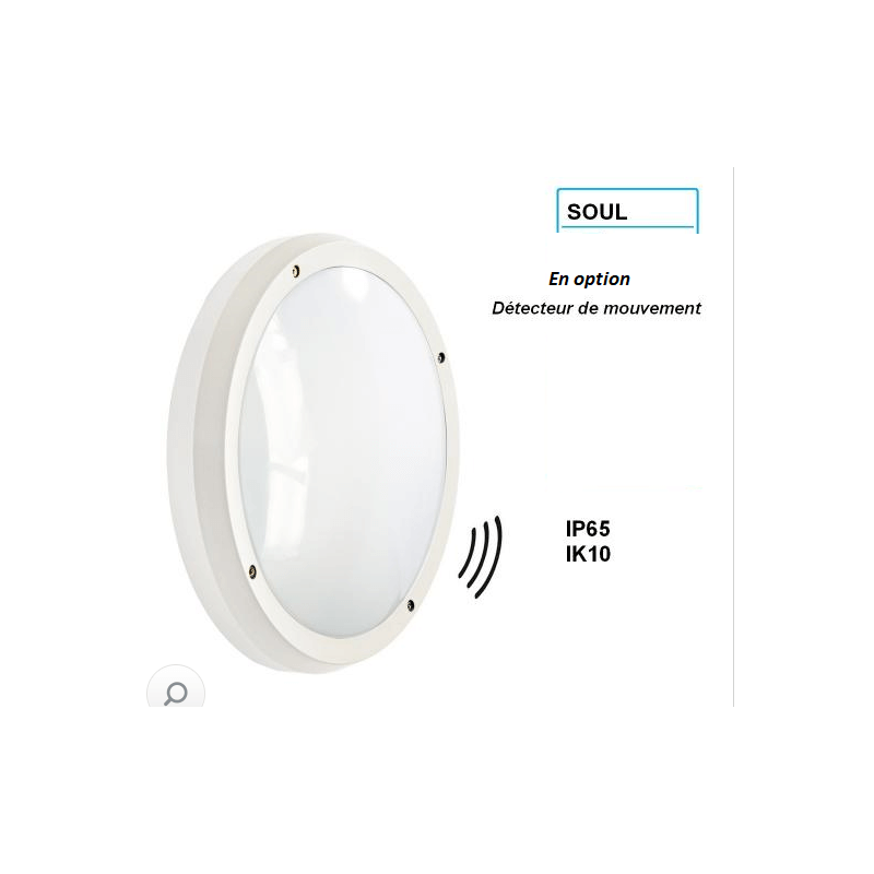 Hublot LED SOUL IK10 et IP65 avec ou sans détecteur Hublot LED SOUL IK10 et IP65 avec ou sans détecteur