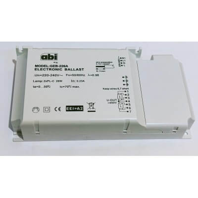 ABI BALLAST ELECTRONIQUE 2X26W 220-240v lampe G24q ou GX24q