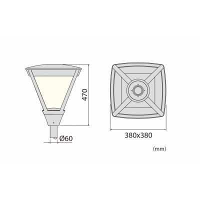 Lanterne LED OTIMUS 40W Tête de mat anthracite Blanc froid IP65 IK10