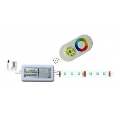 Contrôleur RGB radiofréquence  12V/24V 4A  avec télécommande Tactile