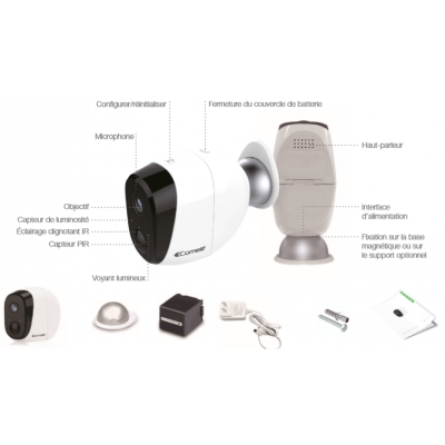 CAMÉRA Comelit WI-FI HD couleur rechargeable IP65 étanche sans fil