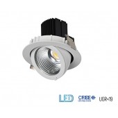 Encastré LED orientable Techno 30W 4000K Blanc froid 3000 lumens IP20 IK08 diamètre de perçage 140mm