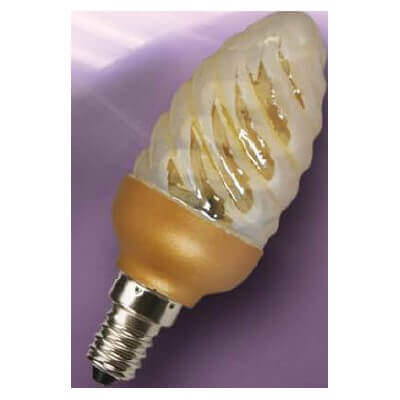Lampe economique torsadée E14 7w/840 dorée