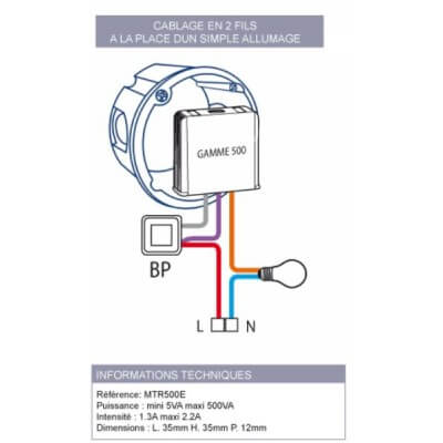 Schema télévariateur yokis encastré 500w 5454052 - MTV500E