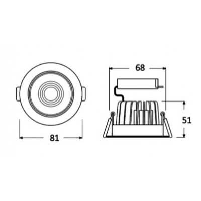 Schema Spot LED Ledvance fixe 8W/4000K 36D