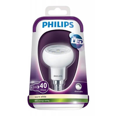 Philips 8718291770107 à petit culot à vis E14 4,5 W Dimmable Ampoule LED Réflecteur-Lot de 10 Blanc chaud