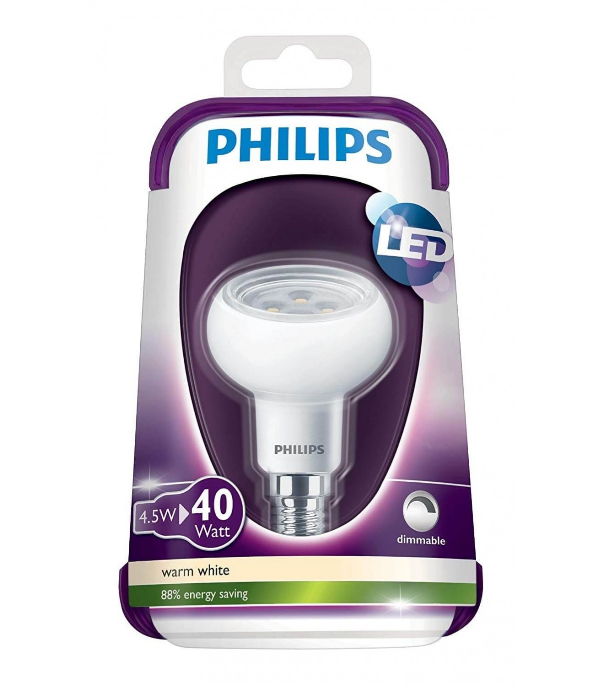 Ampoule Philips LED Réflecteur R50 4,5W substitut 40w NR50 Dimmable E14