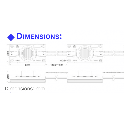 Chaîne de 15 modules Led 4.5W/Module Blanc 6000-7000k 12V Etanche IP67