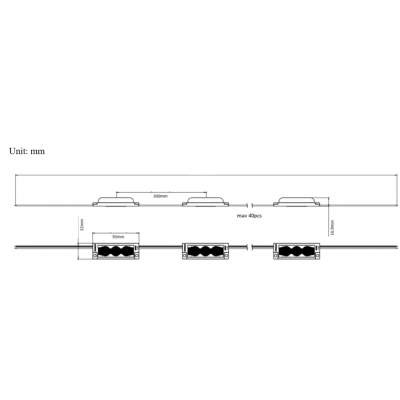 Chaine de 40 modules LED 3W 24V BLANC 6500K Boxside-OVAL-M-W étanche IP68