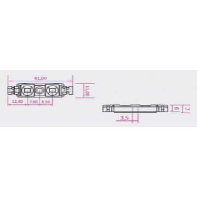 Easyled II mini module Chaine de 100 modules 0.24w/module Rouge 2 points LED 12V IP67 120°