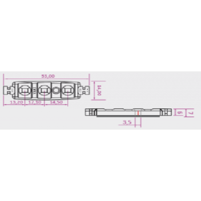 EasyledII chaine de 100 modules LED rouge de 3 points, 0.24w 12V IP67 20820031