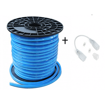 Bobine Neon Flexible Led Bleu 80LED/métre IP44 étanche 50M 24v