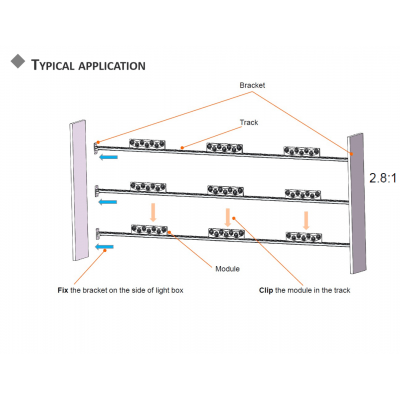 BoxBack-OVAL-Mx2-W, Chaine de 20 modules led 6W 5500k-7000k 24V IP67