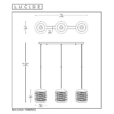 Lucide- ERYN - Suspension  3* E27 CHROME 70483/03/11 lampe moderne