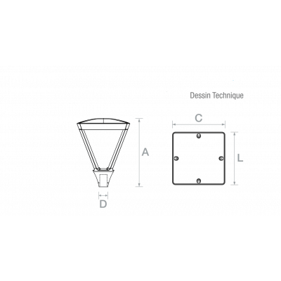 Mat de 3 mètres, en fonte d' aluminium pour lanterne OTIMUS 40W