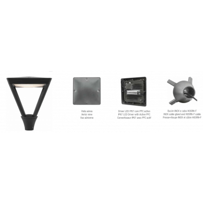 Lanterne LED OTIMUS 40W Tête de mat anthracite Blanc brillant IP65