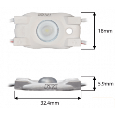 MW-MLD-S-1W-LENS Chaine de 50 modules Led 0.48w  6000-7000k