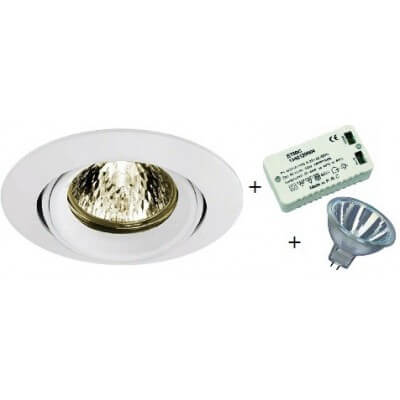 Kit spot basse tension MR16 12v 50w orientable blanc