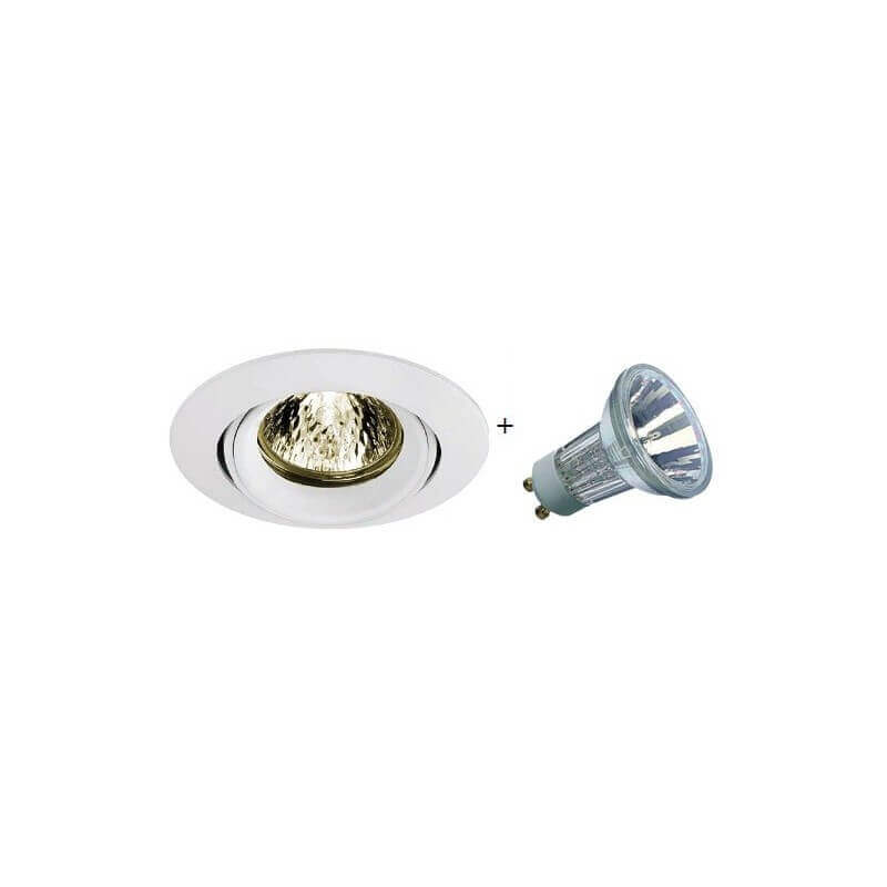 KIT spot Halogene 230v GU10 blanc orientable avec lampe KIT spot Halogene 230v GU10 blanc orientable avec lampe