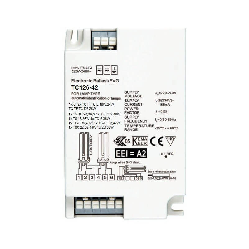 Ballast electronique multipuissances pour tubes T8 et T5 et lampes fluocompacts Ballast electronique multipuissances pour tubes T8 et T5 et lampes fluocompacts