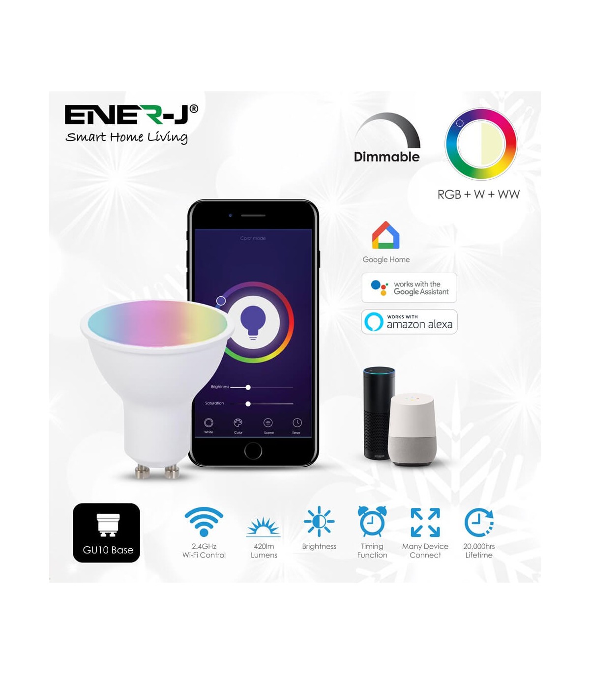 Ampoule connectée Smart Ener-j Wifi LED 5W RGB- W-WW culot GU10 SHA5286  944139