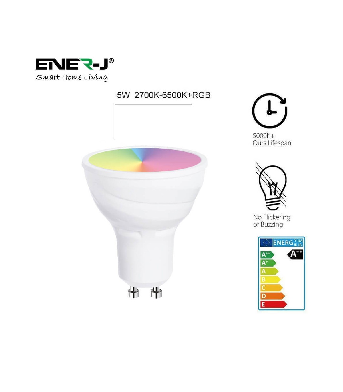 Ampoule Connectée LED WiFi, Dimmable GU10 5W RGB, compatible Alexa