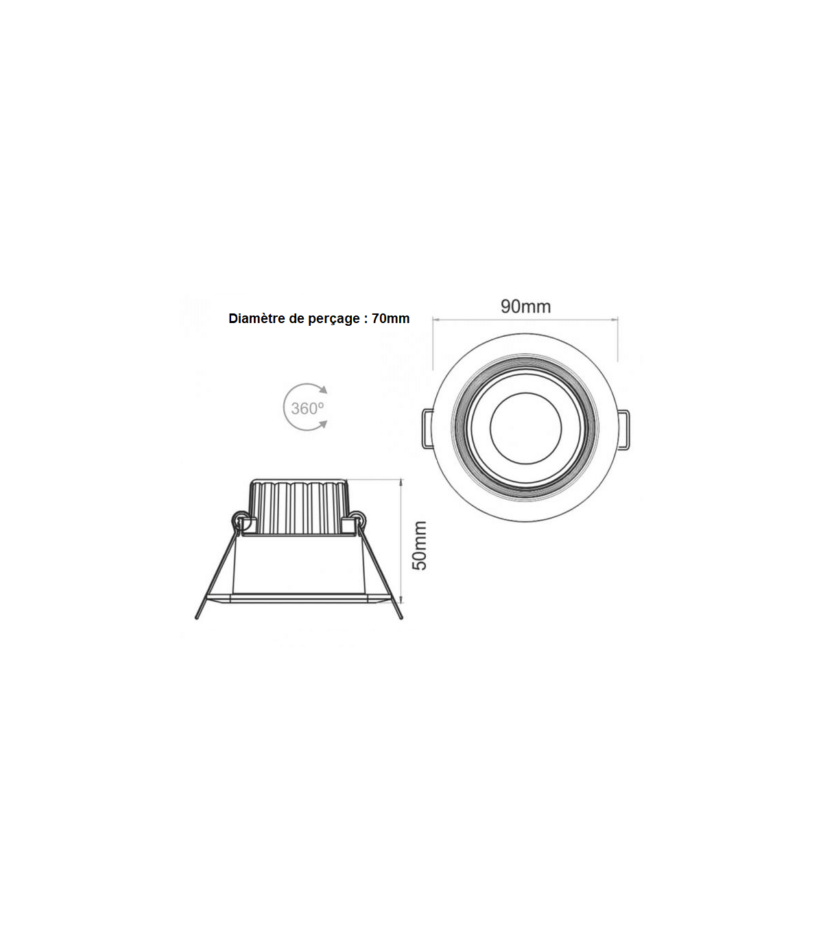 Spot encastrable LED HALO 5.5W 4000K Blanc froid 420lm 3 poisitions diam  65mm