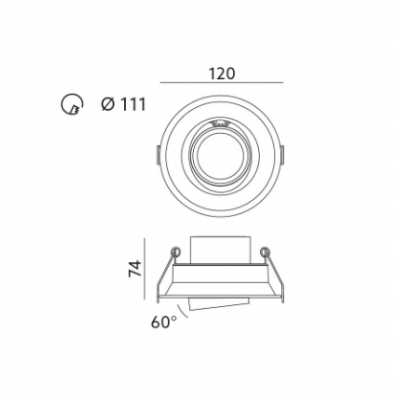 Schéma Spot encastré orientable Kobi Koma white diam 111mm