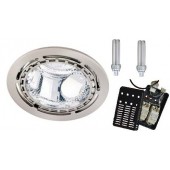 Downlight fluocompact rond 2x13w complet avec lampes et ballast