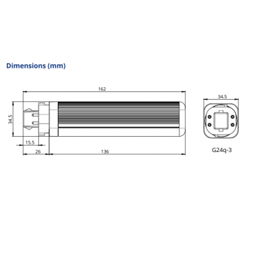 Schéma Ampoule LED GE 10w 4000K 1170lm culot G24q-3 93060308