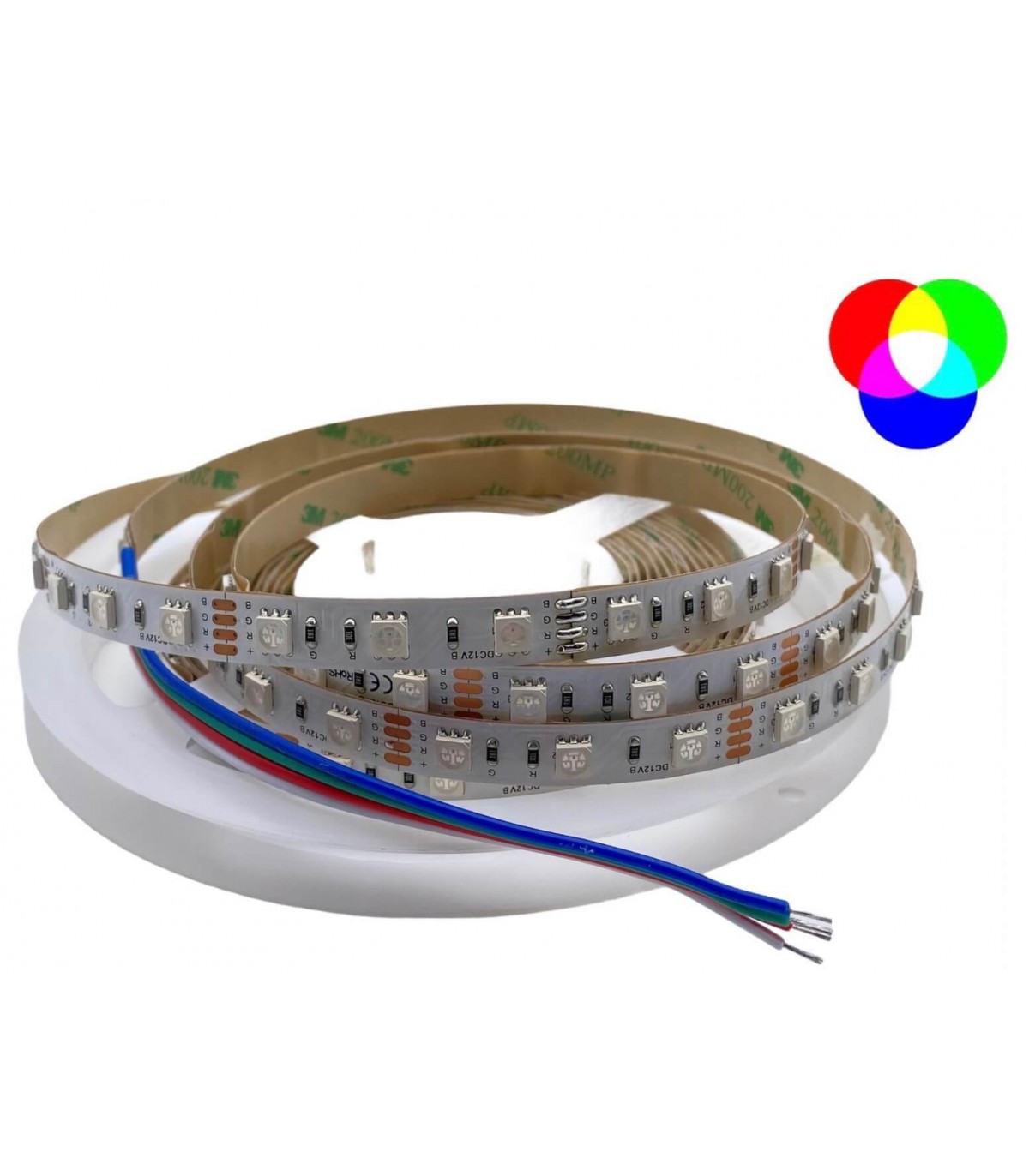 Ruban LED 12V 30led/m RGB multi-couleurs 7.2W/m 5 mètres