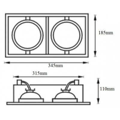 Spot encastrable Cadran pour 2 lampes AR111 12v 50w