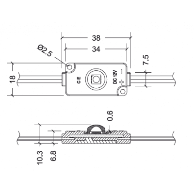 Chaine de 100 modules led IP65 12v 150 mm