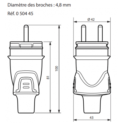 Legrand 0 504 45 Fiche borne à vis 2P+T