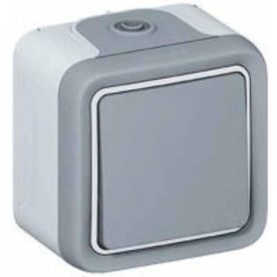 Legrand 697 20 Bouton Poussoir étanche NO 10A Plexo complet IP55 saillie - gris