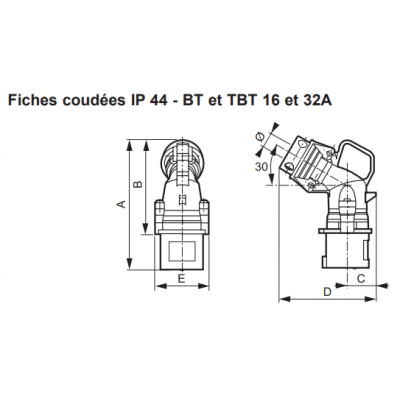 Legrand Hypra 529 63 Fiche mobile coudée IP44 32A